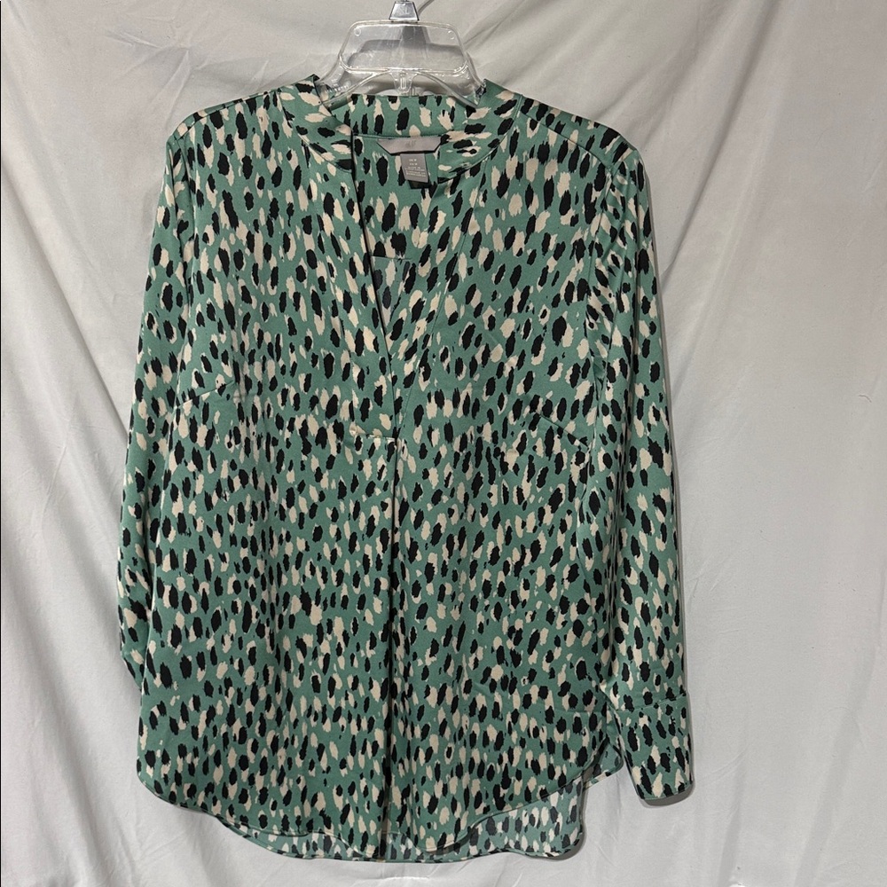 H&M Teal and Black Patterned Blouse